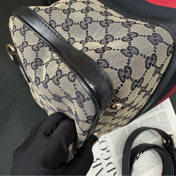 Authentic Gucci GG canvas leather Boston bag with strap - Picture 9 of 15